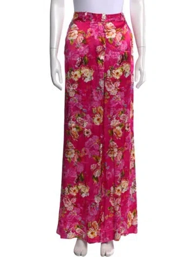 Pre-owned L'agence Floral Print Wide Leg Pants In Pink
