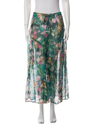 Pre-owned L'agence Floral Print Wide Leg Pants W/ Tags In Green