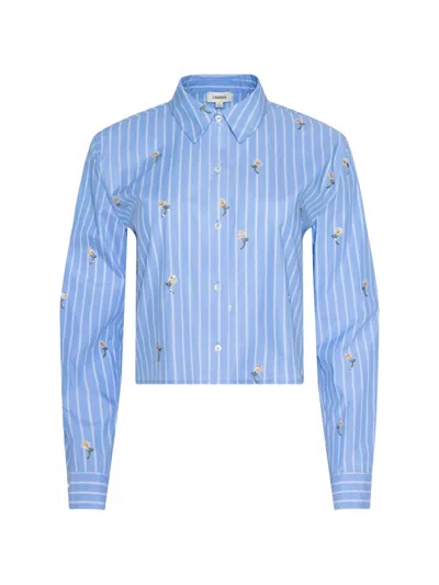 L'agence Floral Striped Shirt In Blue