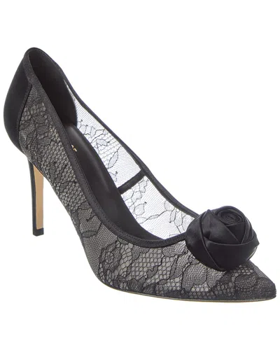 L'agence Fosette Lace & Satin Sandal In Black