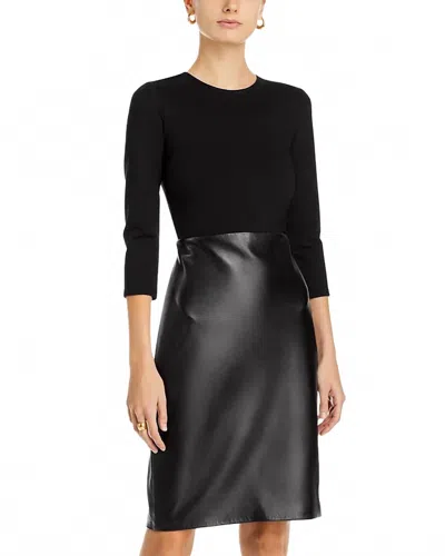 L'agence Franci Leather Ponte Dress In Black
