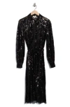 L'agence Frida Long Sleeve Sequin Lace Dress In Black
