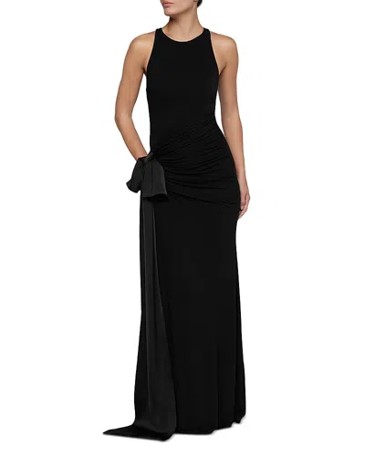 L'agence Frost Shirred Racerback Bow Detail Gown In Black