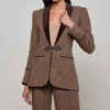 L'agence Gable Herringbone Blazer In Brown