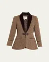 L'agence Gable Herringbone Blazer In Brown