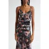 L'agence Gabriella V-neck Floral Silk Tank Top