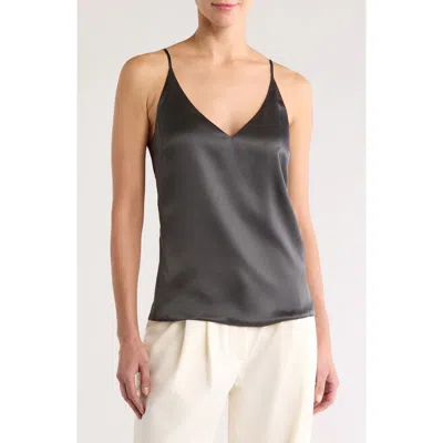 L'agence Gabriella V-neck Silk Camisole In Black