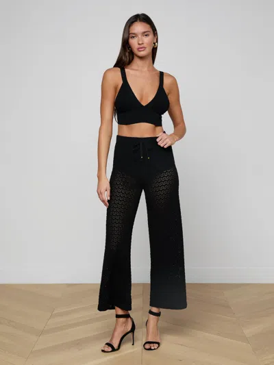 L'agence Gaelle Pointelle Knit Pants In Black