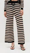 L'agence Gaelle Pointelle Knit Pant In Black/natural In Multi