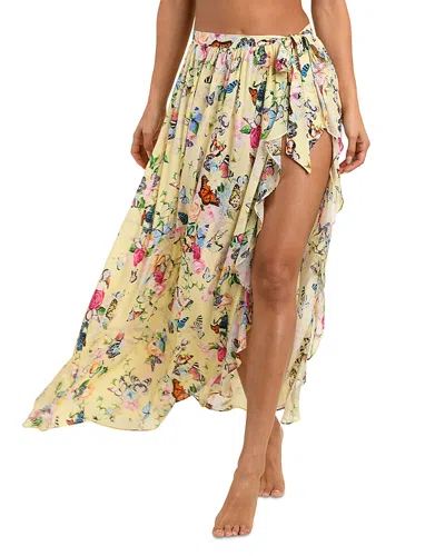 L'agence Garden Butterflies Klaire Wrap Maxi Skirt Cover Up In Multi