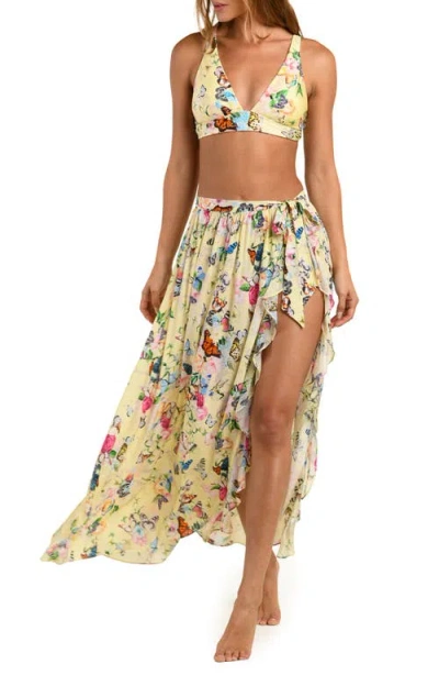 L'agence Garden Butterfly Cover-up Maxi Skirt In Multi