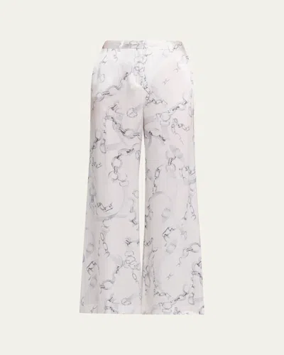 L'agence Gavin Silk Wide-leg Pants In White