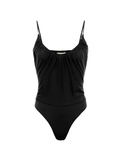 L'agence Gelina Gathered Bodysuit In Black