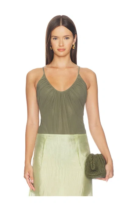 L'agence Gelina Ruched Bodysuit In Gray