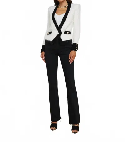 L'agence Georgia Contrast Cardigan Blazer In White/black In Multi