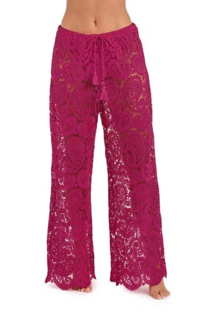 L'agence Geraldine Lace Wide Leg Cover-up Pants In Pink