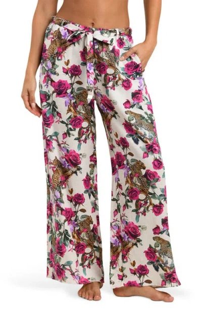 L'agence Geraldine Rose Leopard Jungle Swim Cover-up Pants In Multi