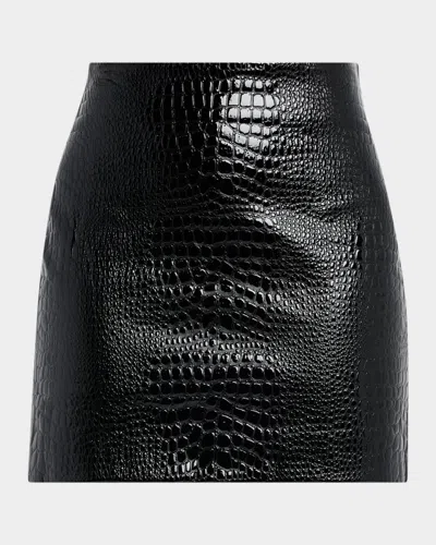 L'agence Gerard Croc-embossed Faux Leather Mini Skirt In Black