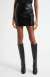 L'agence Gerard Croc Embossed Faux Leather Miniskirt In Black