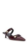 L'agence Gilliane Ii Mary Jane Pointed Toe Kitten Heel Mule In Burgundy