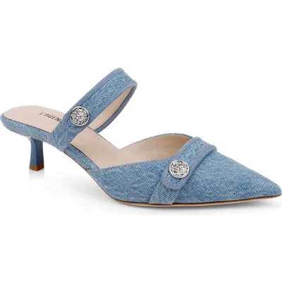 L'agence Gilliane Mary Jane Pointed Toe Kitten Heel Mule In Blue