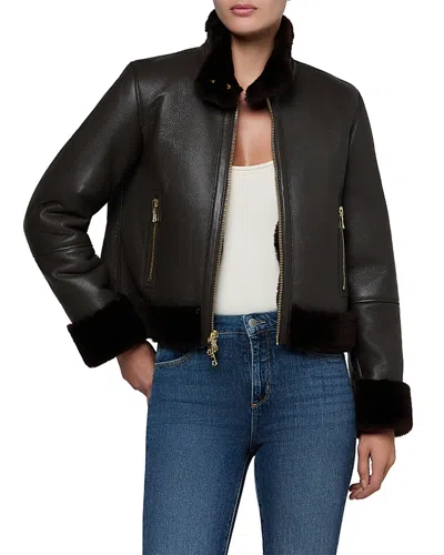 L'agence Glacia Shearling Jacket In Black