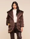 L'agence Glacier Shawl Puffer Jacket In Dark Java