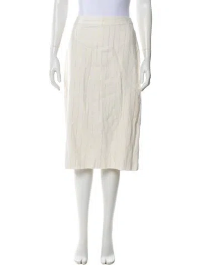 Pre-owned L'agence Glitter Accents Knee-length Skirt W/ Tags In White