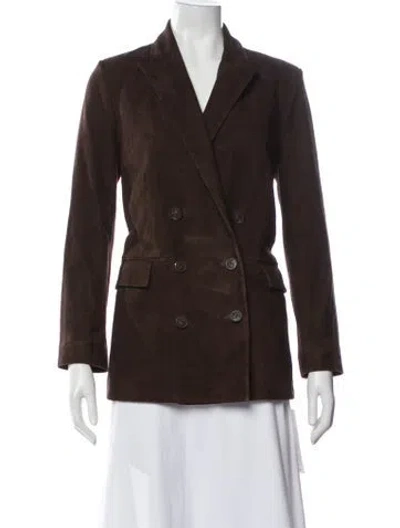 Pre-owned L'agence Goat Leather Blazer In Brown