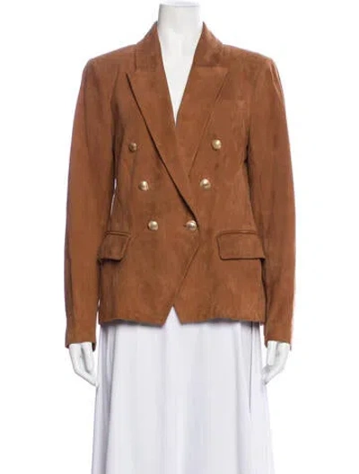 Pre-owned L'agence Goat Leather Blazer In Brown