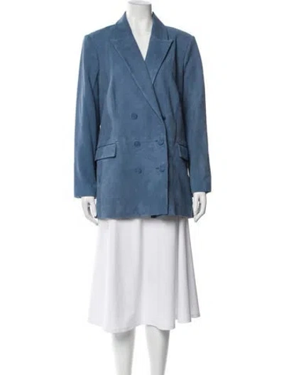 Pre-owned L'agence Goat Leather Coat W/ Tags In Blue