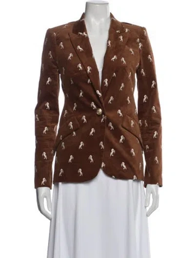 Pre-owned L'agence Graphic Print Blazer In Brown