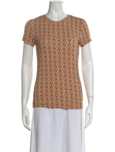 Pre-owned L'agence Graphic Print Crew Neck Top In Neutral