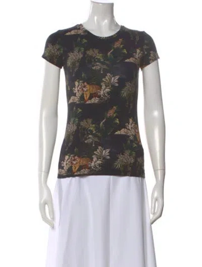 Pre-owned L'agence Graphic Print Crew Neck T-shirt In Black