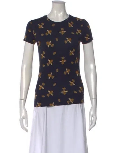 Pre-owned L'agence Graphic Print Crew Neck T-shirt In Blue