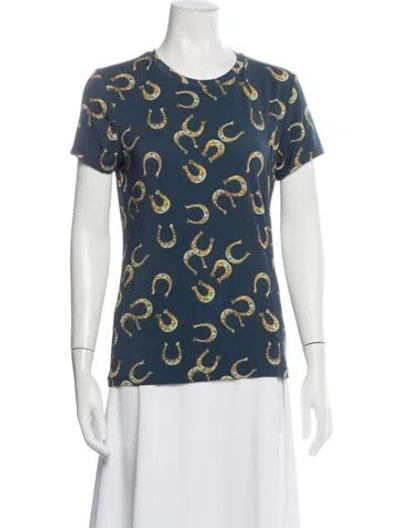 Pre-owned L'agence Graphic Print Crew Neck T-shirt In Blue