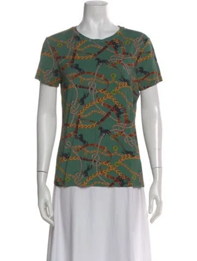 Pre-owned L'agence Graphic Print Crew Neck T-shirt In Green