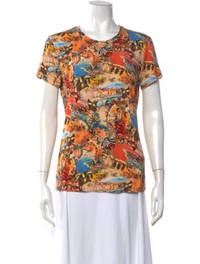Pre-owned L'agence Graphic Print Crew Neck T-shirt In Orange