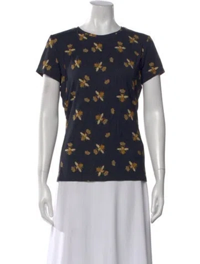 Pre-owned L'agence Graphic Print Crew Neck T-shirt W/ Tags In Blue
