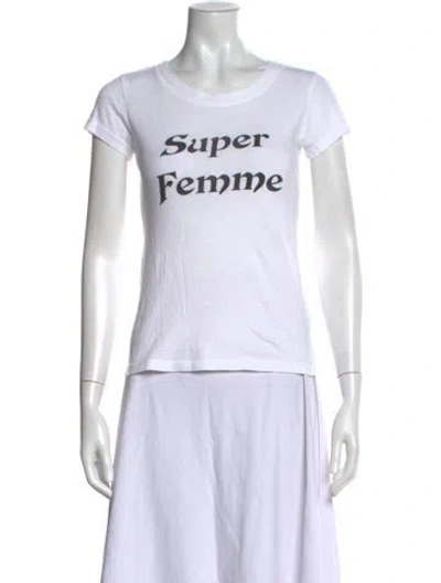 Pre-owned L'agence Graphic Print Crew Neck T-shirt In White