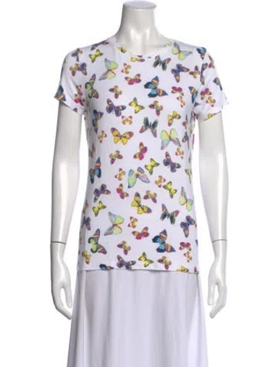 Pre-owned L'agence Graphic Print Crew Neck T-shirt In White