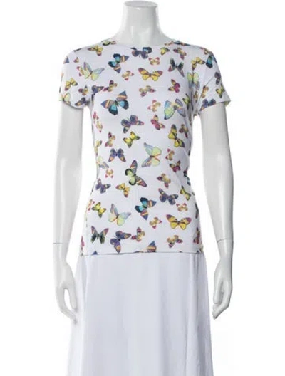 Pre-owned L'agence Graphic Print Crew Neck T-shirt In White