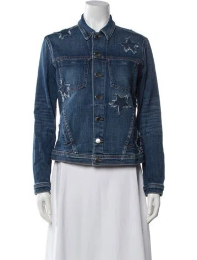 Pre-owned L'agence Graphic Print Denim Jacket In Blue