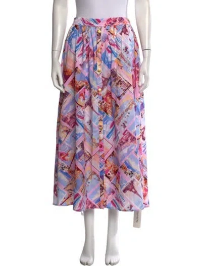 Pre-owned L'agence Graphic Print Long Skirt W/ Tags In Multicolor