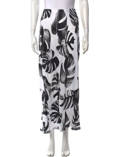 Pre-owned L'agence Graphic Print Long Skirt In White