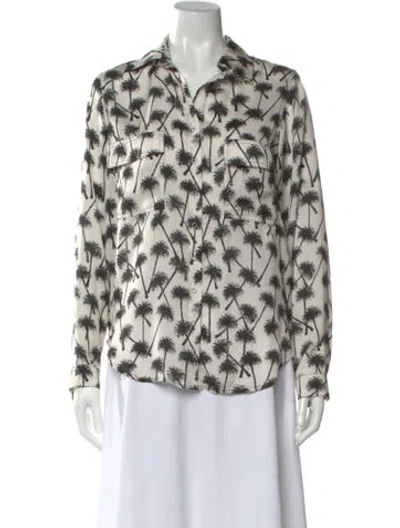 Pre-owned L'agence Graphic Print Long Sleeve Button-up Top In Neutrals