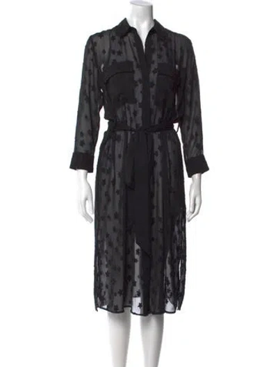 Pre-owned L'agence Graphic Print Midi Length Dress In Black