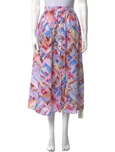 Pre-owned L'agence Graphic Print Midi Length Skirt W/ Tags In Multicolor