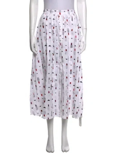 Pre-owned L'agence Graphic Print Midi Length Skirt W/ Tags In White
