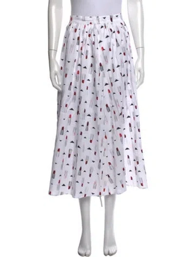 Pre-owned L'agence Graphic Print Midi Length Skirt W/ Tags In White